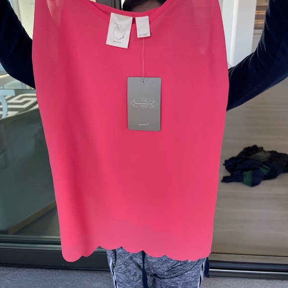 NWT Anthropologie scalloped tank pink - Picture 1 of 3